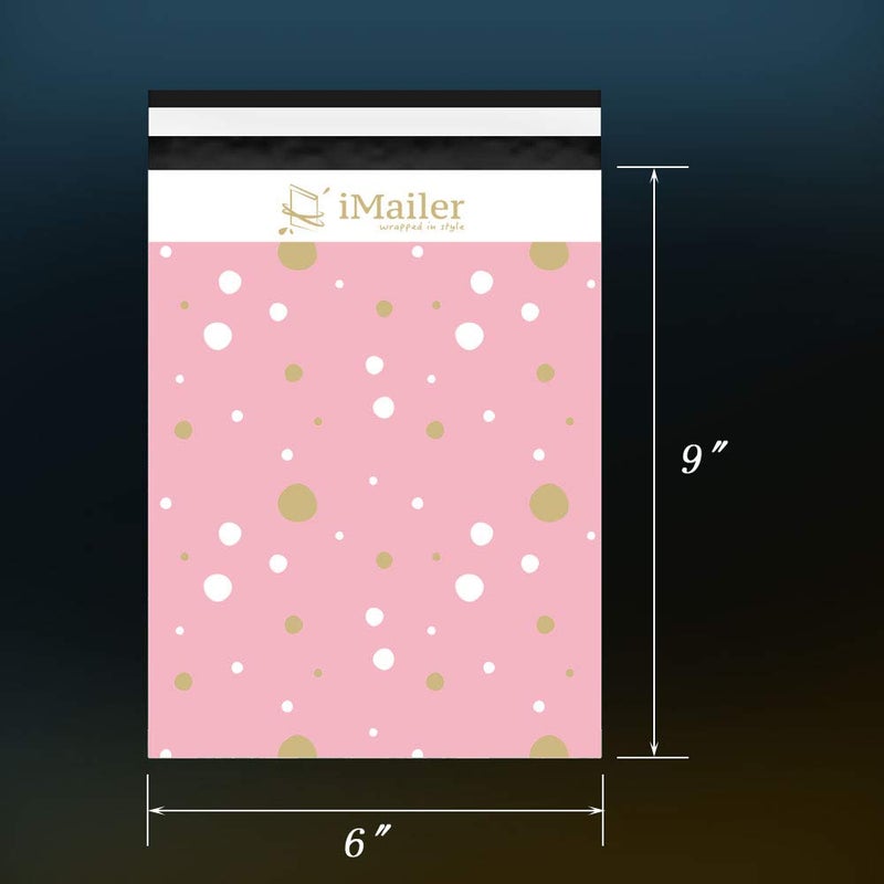 iMailer 200 عد - 6x9 بوصة، نقاط وردية - ظرف شحن بولي شكرًا لك، أكياس شحن مع شريط إغلاق ذاتي - Image 2